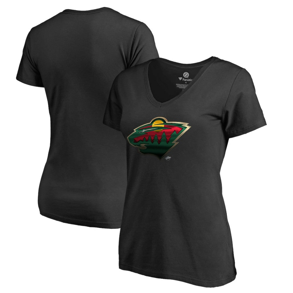 Minnesota Wild Women's Midnight Mascot V-Neck T-Shirt Black