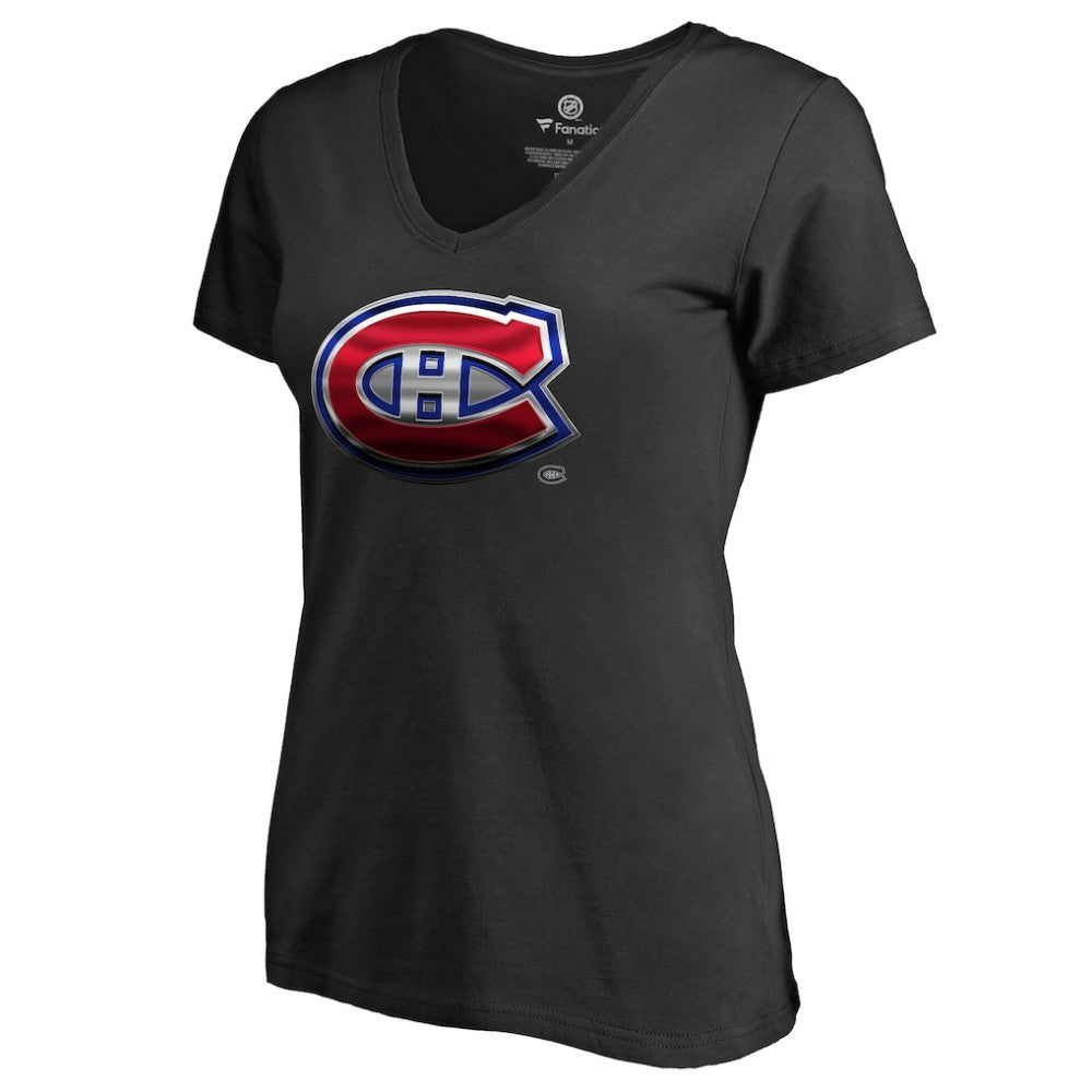 Montreal Canadiens Women's Midnight Mascot V-Neck T-Shirt Black