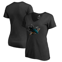 San Jose Sharks Women's Midnight Mascot V-Neck T-Shirt Black