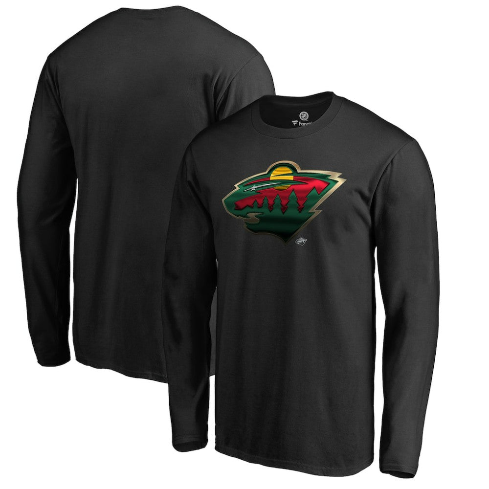 Minnesota Wild Midnight Mascot Long Sleeve T-Shirt Black