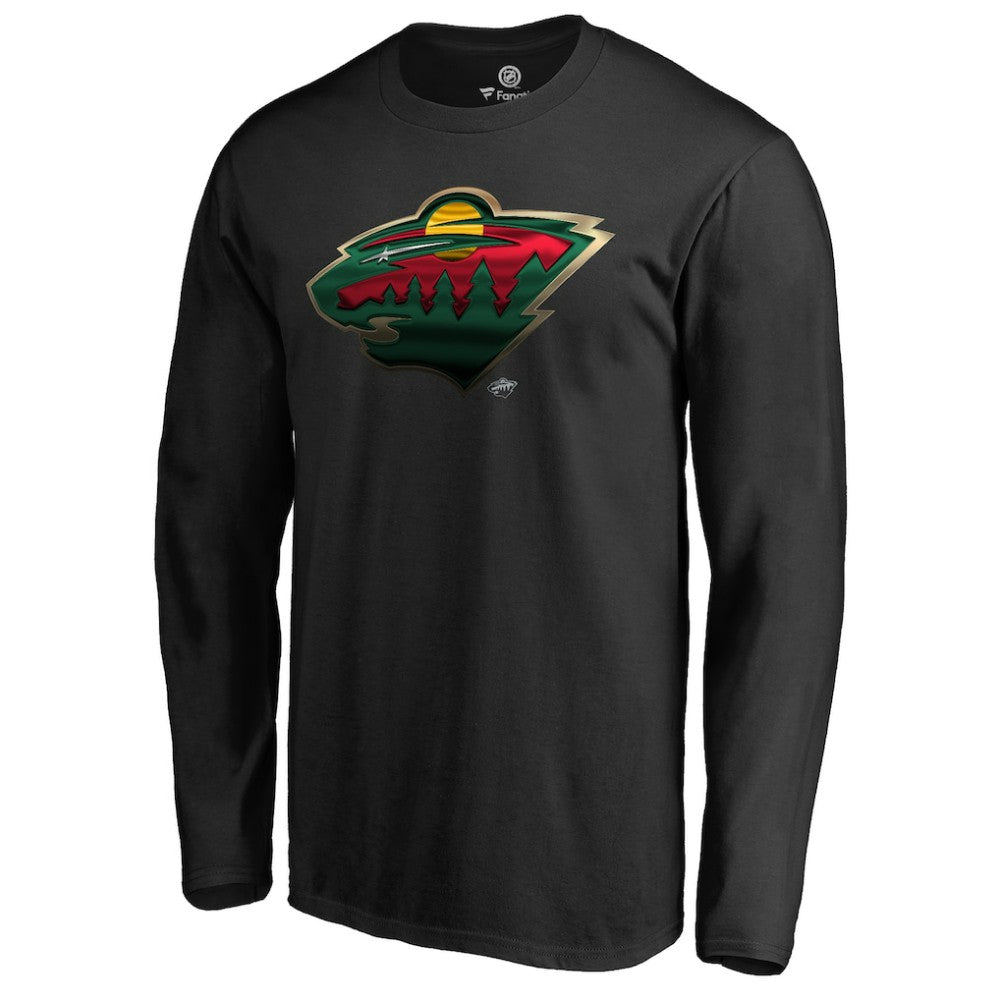 Minnesota Wild Midnight Mascot Long Sleeve T-Shirt Black