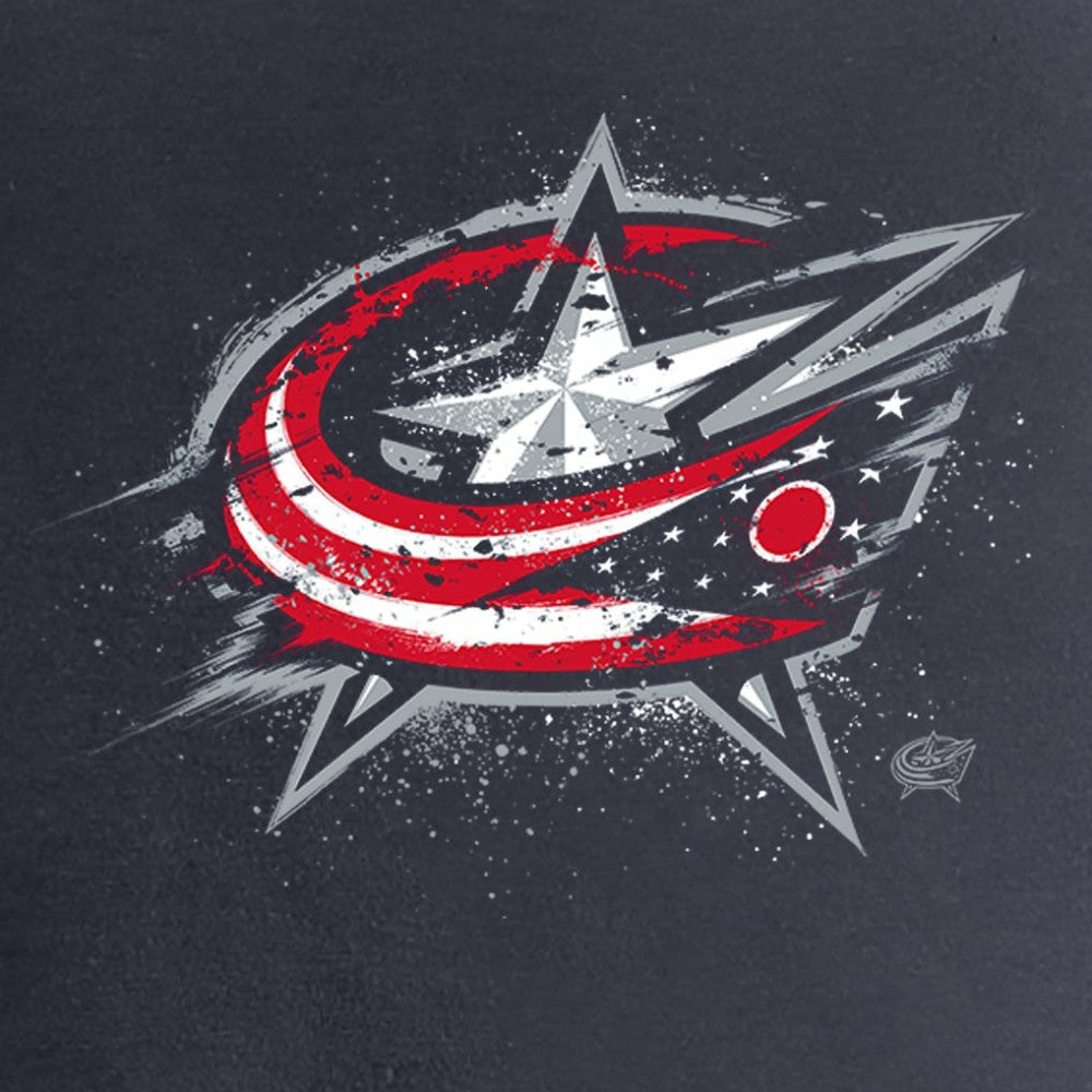 Columbus Blue Jackets Women's Splatter Logo V-Neck T-Shirt Navy