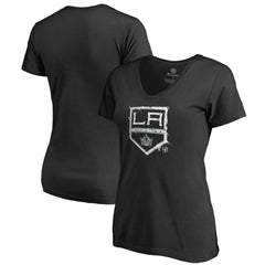 Los Angeles Kings Women's Splatter Logo V-Neck T-Shirt Black