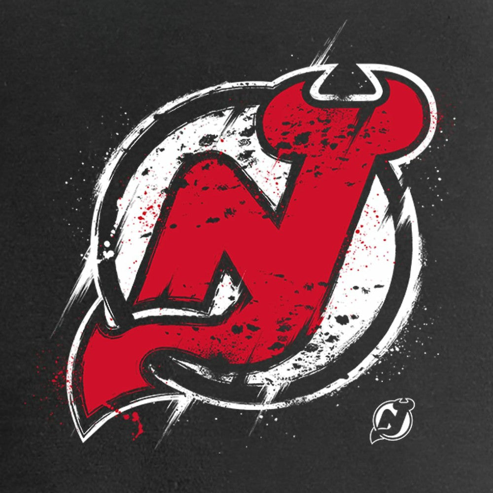 New Jersey Devils Women's Splatter Logo V-Neck T-Shirt Black