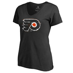 Philadelphia Flyers Women's Splatter Logo V-Neck T-Shirt Black
