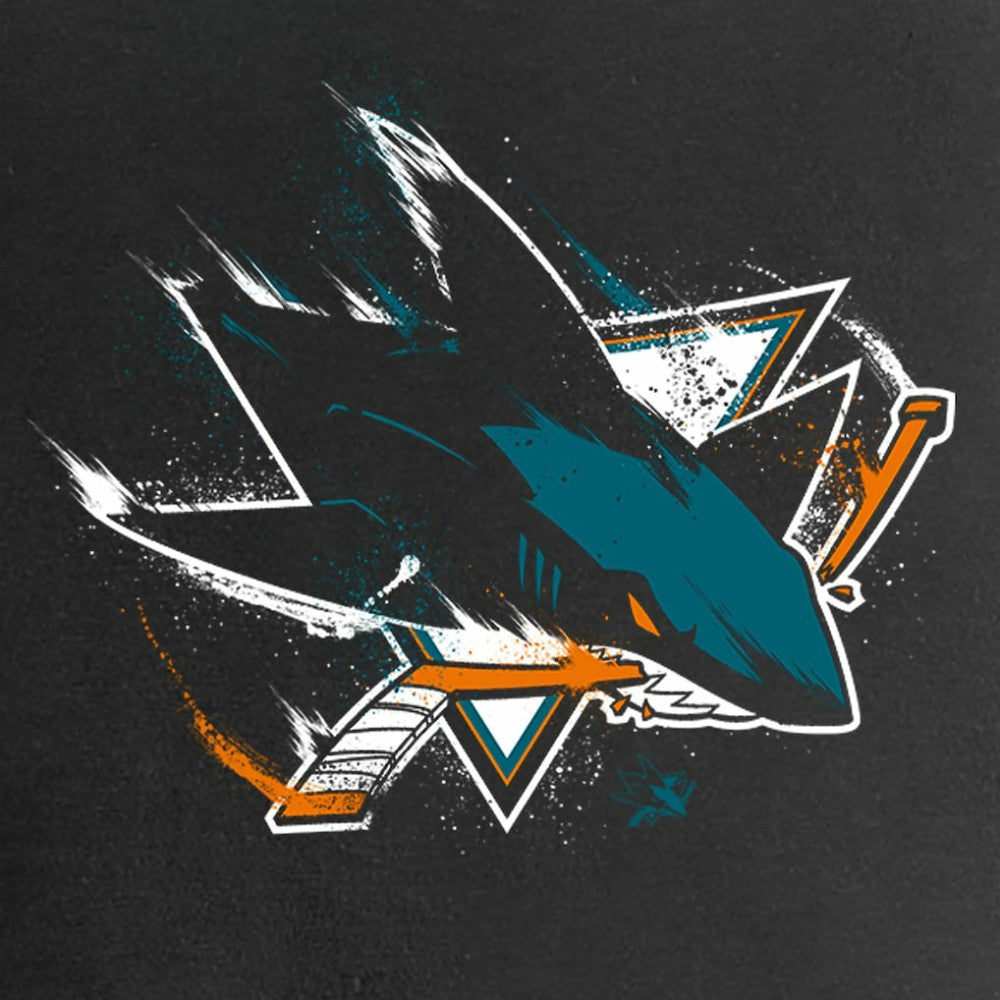 San Jose Sharks Women's Splatter Logo V-Neck T-Shirt Black