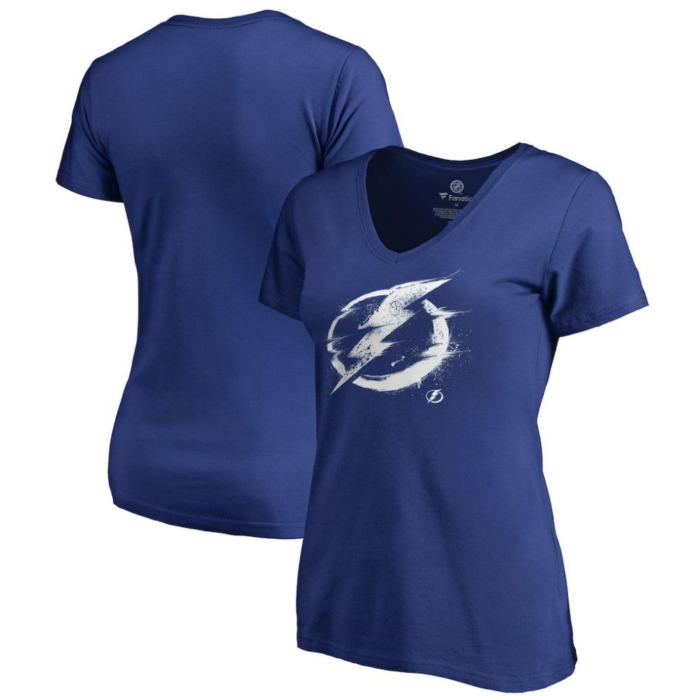 Tampa Bay Lightning Women's Splatter Logo V-Neck T-Shirt Blue