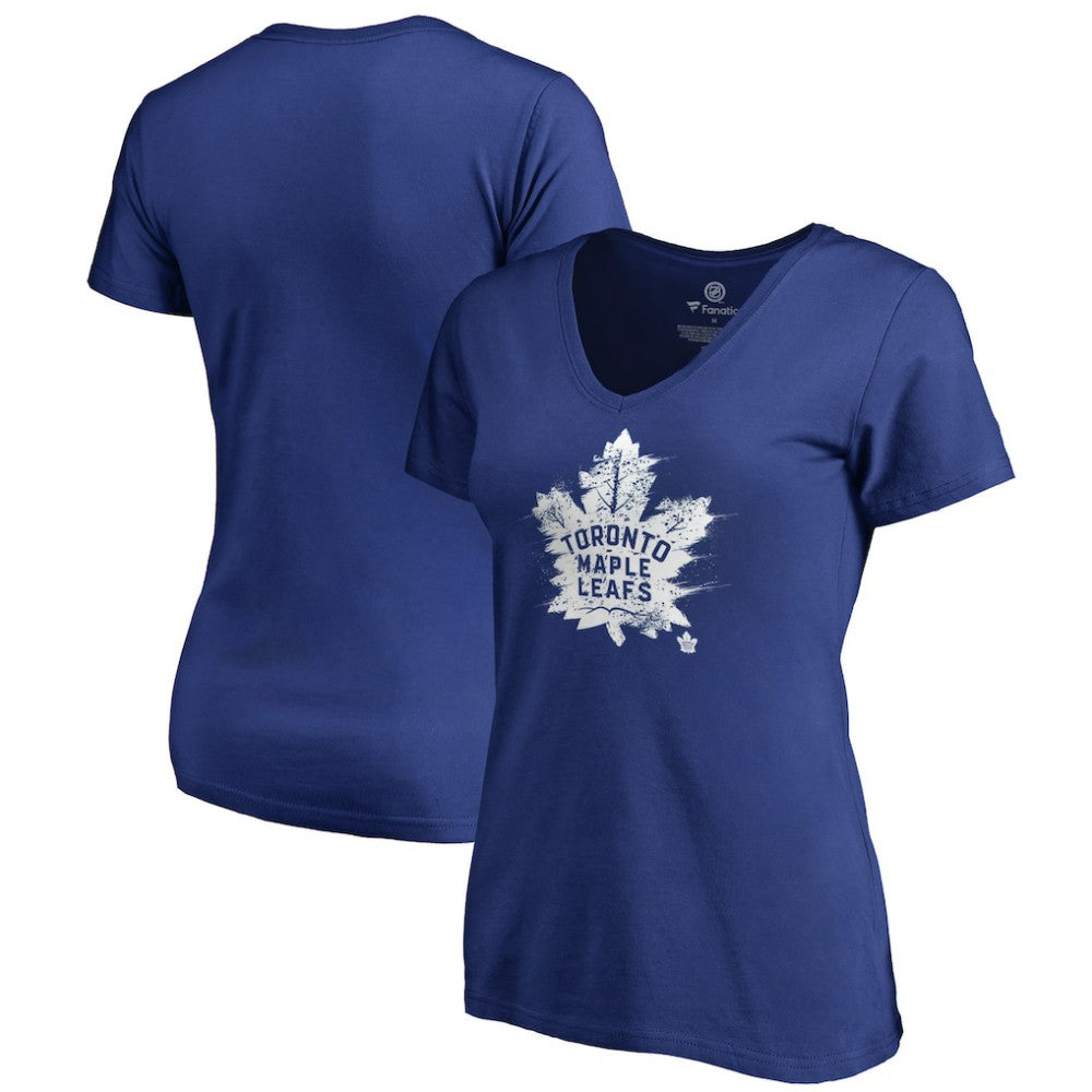 Toronto Maple Leafs Women's Splatter Logo V-Neck T-Shirt Royal