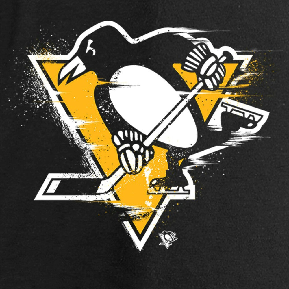 Pittsburgh Penguins Women's Splatter Logo V-Neck Long Sleeve T-Shirt Black