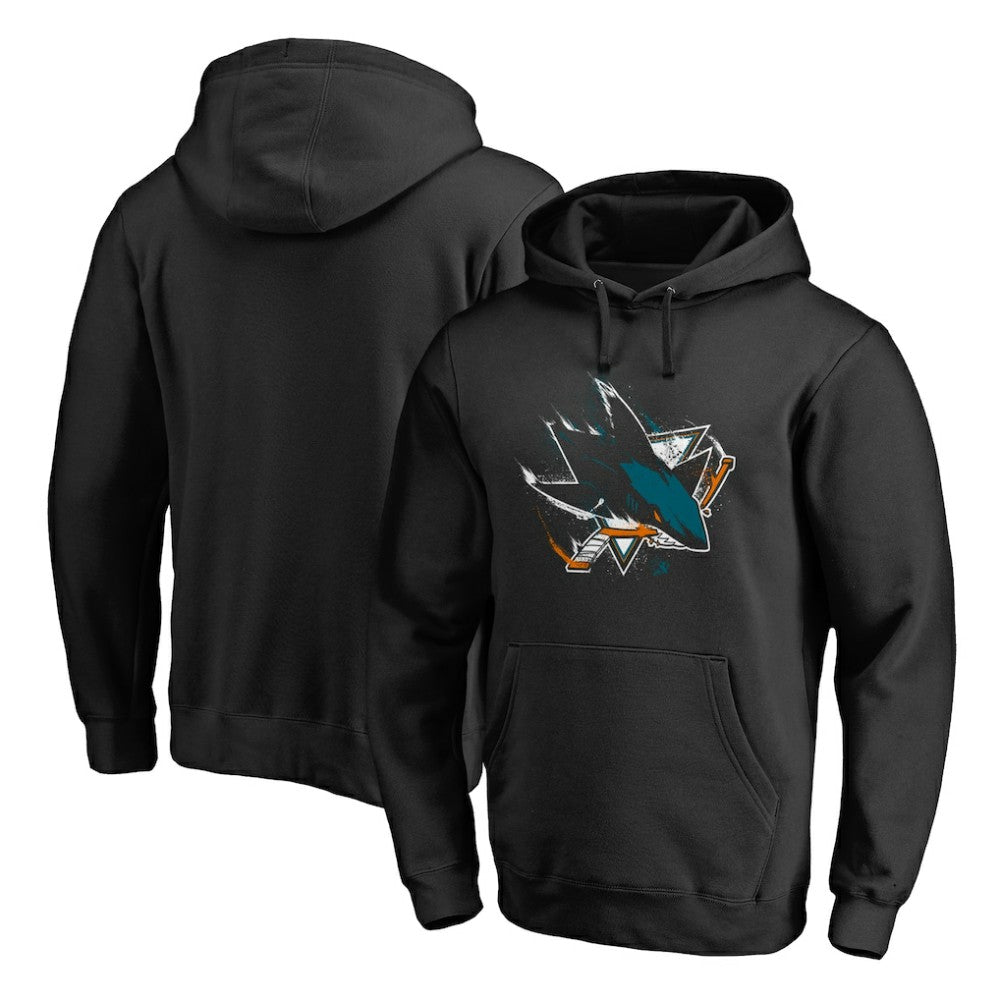 San Jose Sharks Splatter Logo Pullover Hoodie Black