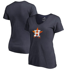Houston Astros Women's Splatter Logo V-Neck T-Shirt Navy