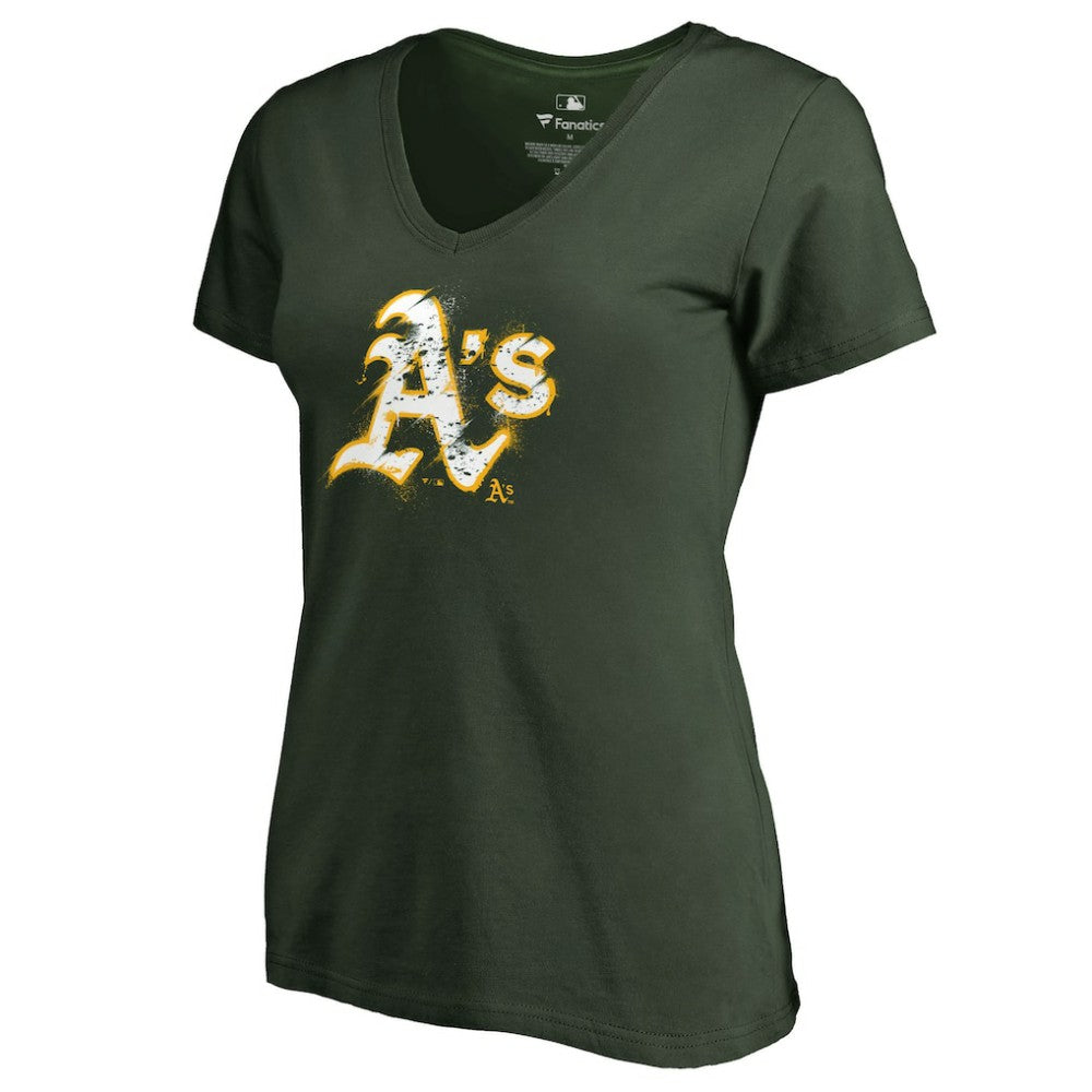 Athletics Women's Splatter Logo V-Neck T-Shirt Green