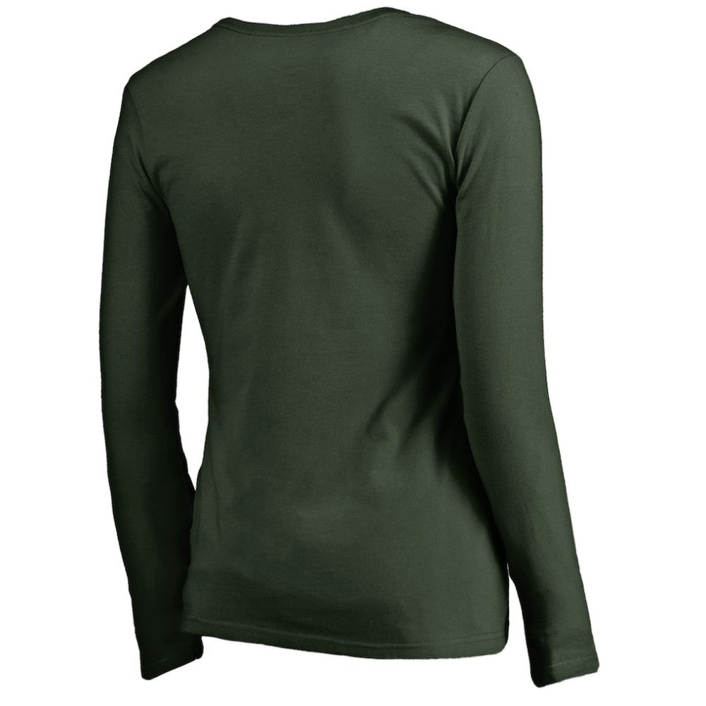 Athletics Women's Splatter Logo Long Sleeve V-Neck T-Shirt Green