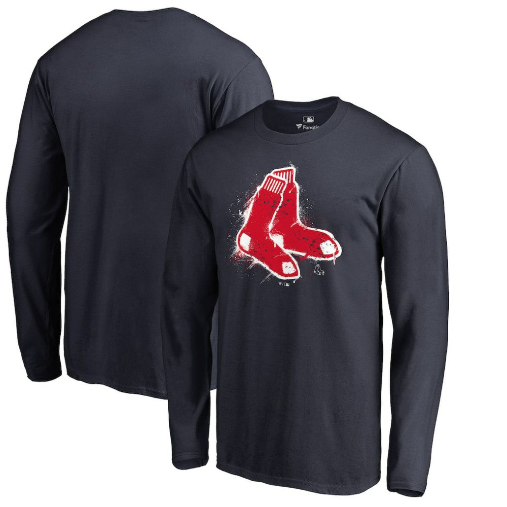 Boston Red Sox Splatter Logo Long Sleeve T-Shirt Navy
