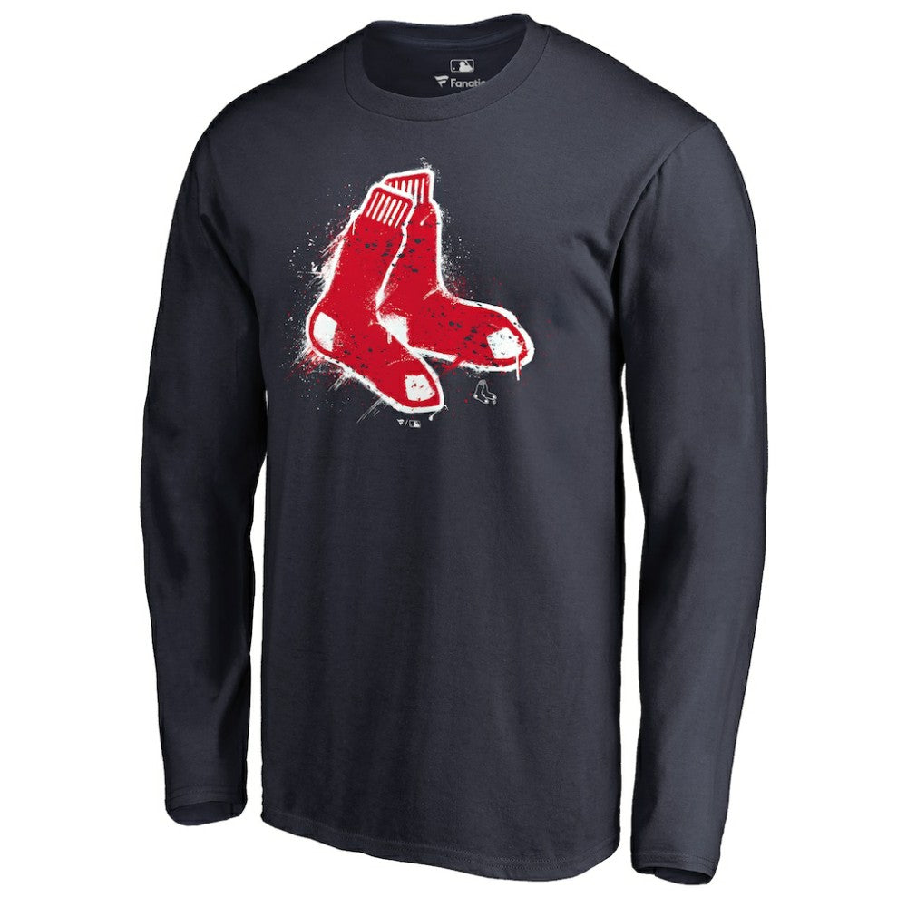 Boston Red Sox Splatter Logo Long Sleeve T-Shirt Navy