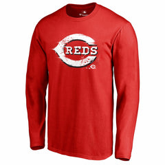 Cincinnati Reds Splatter Logo Long Sleeve T-Shirt Red