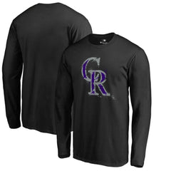 Colorado Rockies Splatter Logo Long Sleeve T-Shirt Black