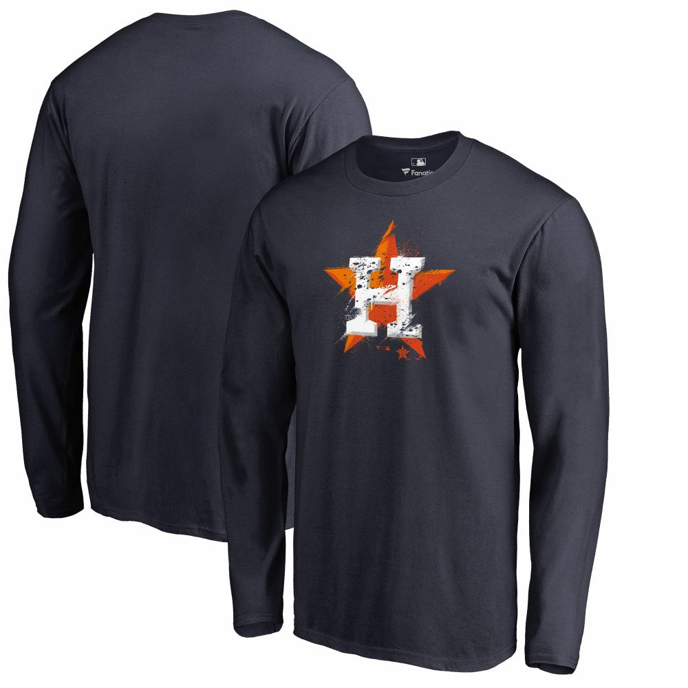 Houston Astros Splatter Logo Long Sleeve T-Shirt Navy