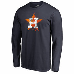 Houston Astros Splatter Logo Long Sleeve T-Shirt Navy