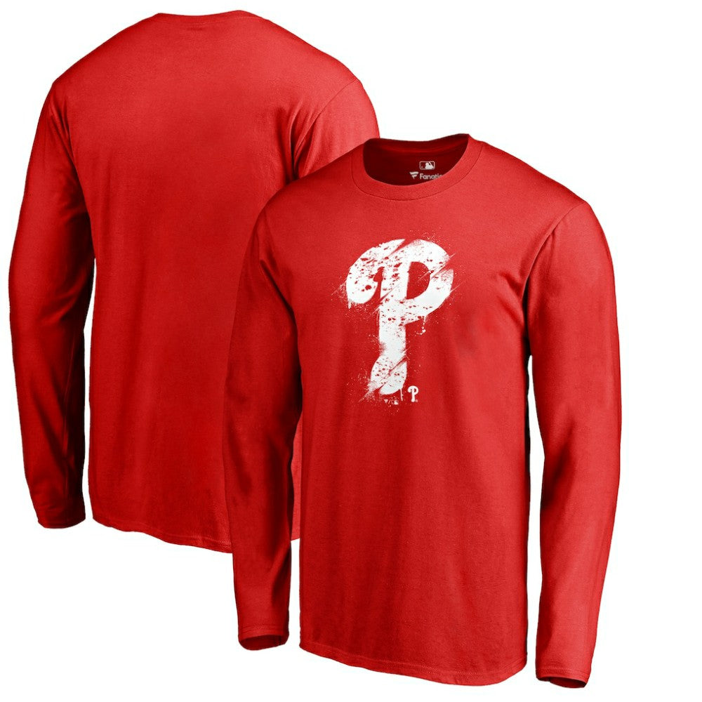 Philadelphia Phillies Splatter Logo Long Sleeve T-Shirt Red