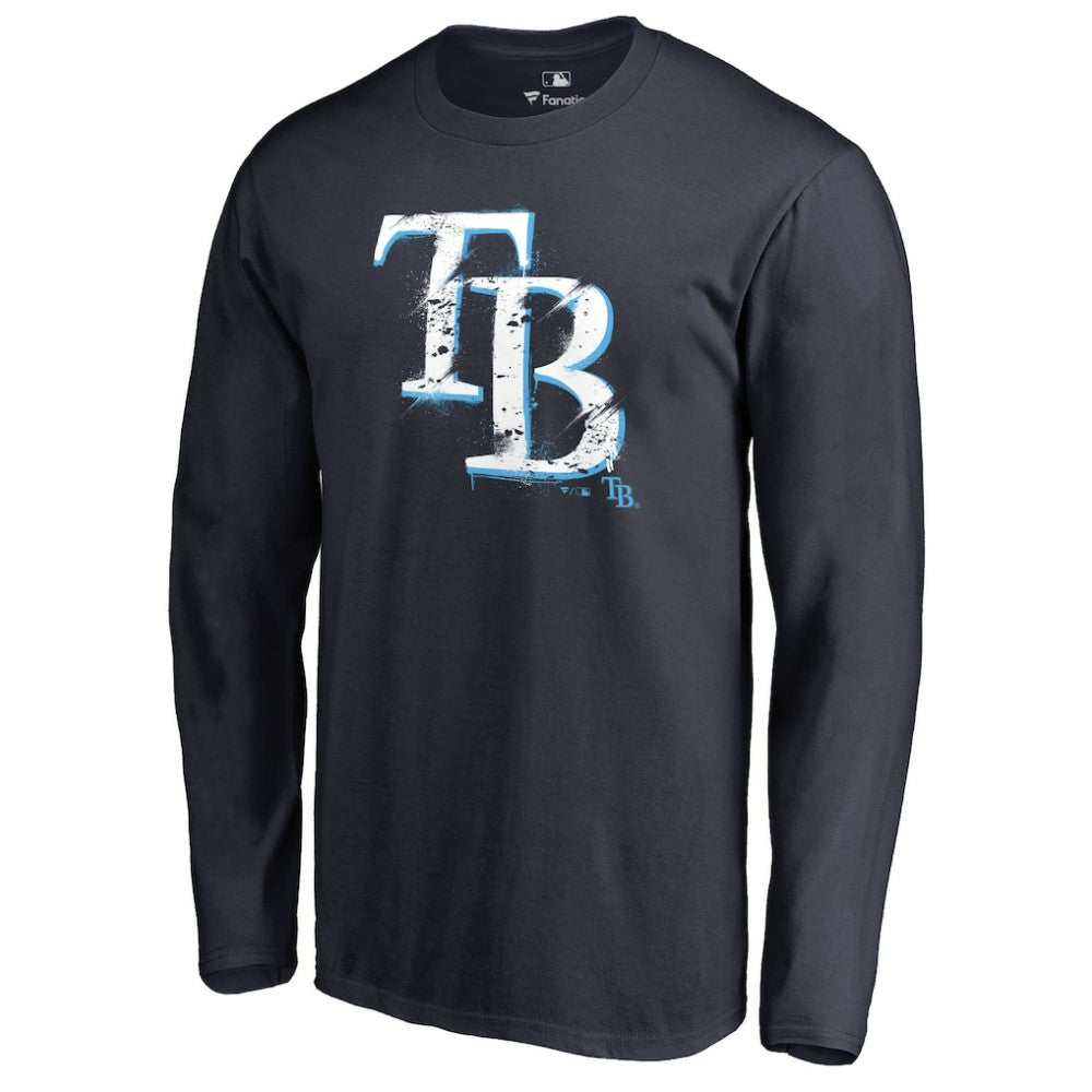 Tampa Bay Rays Splatter Logo Long Sleeve T-Shirt Navy