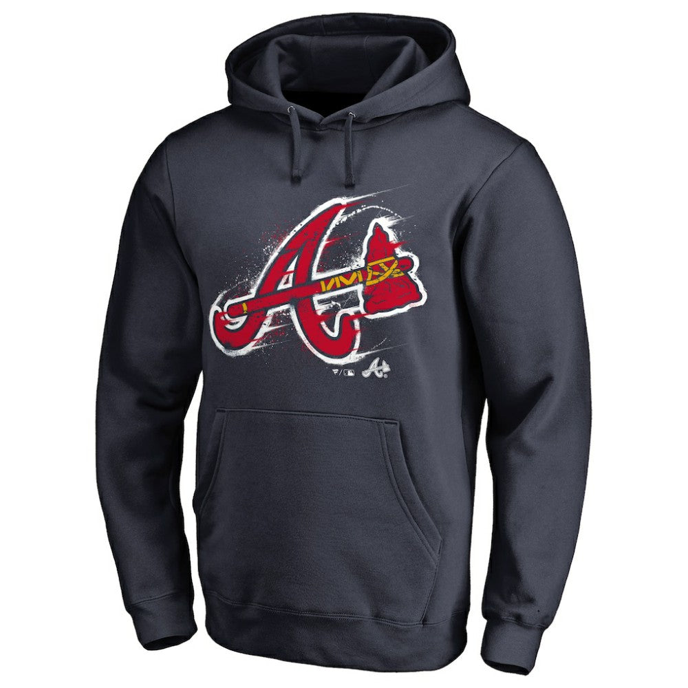 Atlanta Braves Splatter Logo Pullover Hoodie Navy
