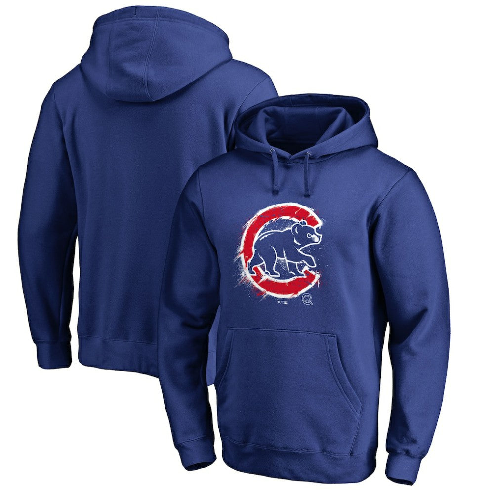 Chicago Cubs Splatter Logo Pullover Hoodie Royal