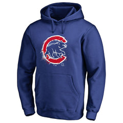 Chicago Cubs Splatter Logo Pullover Hoodie Royal