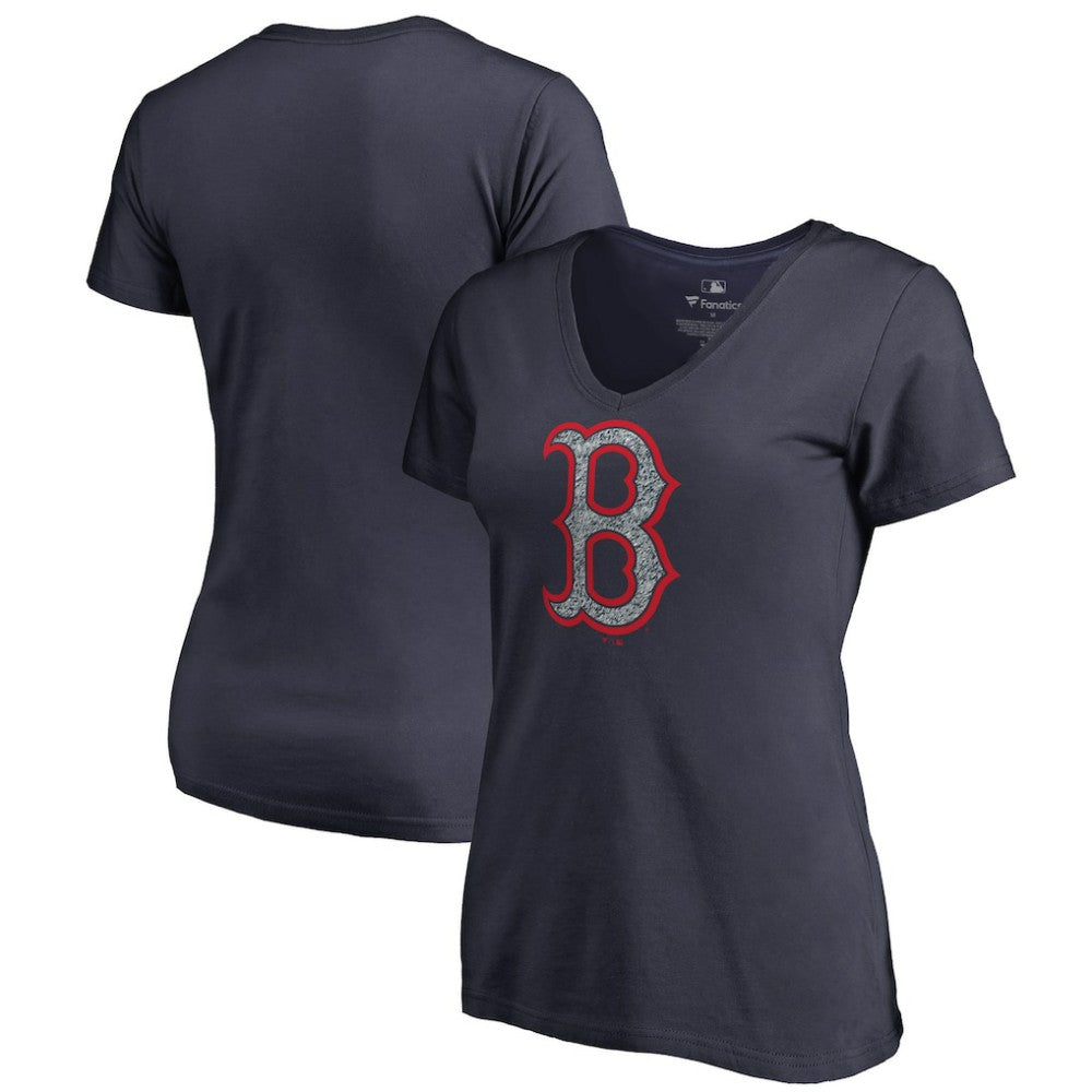 Boston Red Sox Women's Static Logo V-Neck T-Shirt Navy