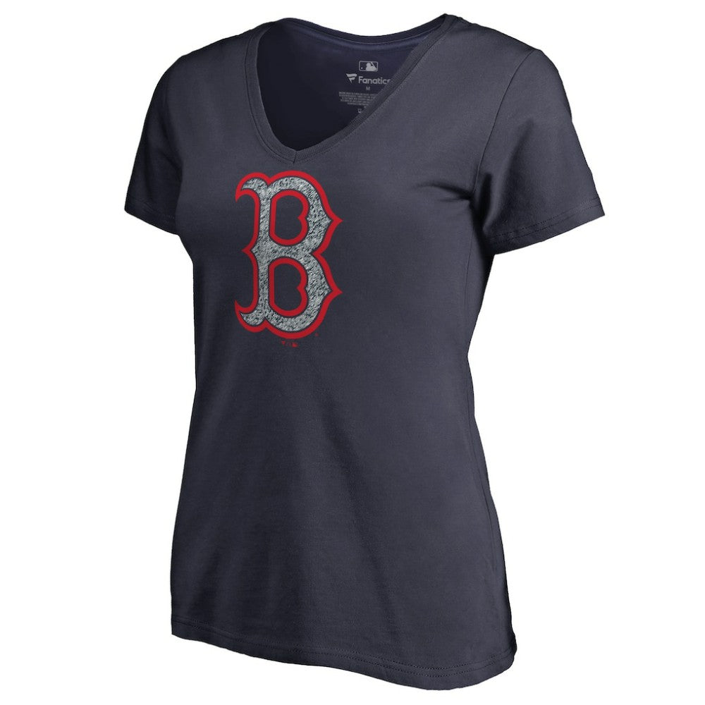 Boston Red Sox Women's Static Logo V-Neck T-Shirt Navy
