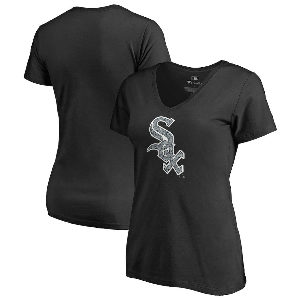 Chicago White Sox Women's Static Logo V-Neck T-Shirt Black