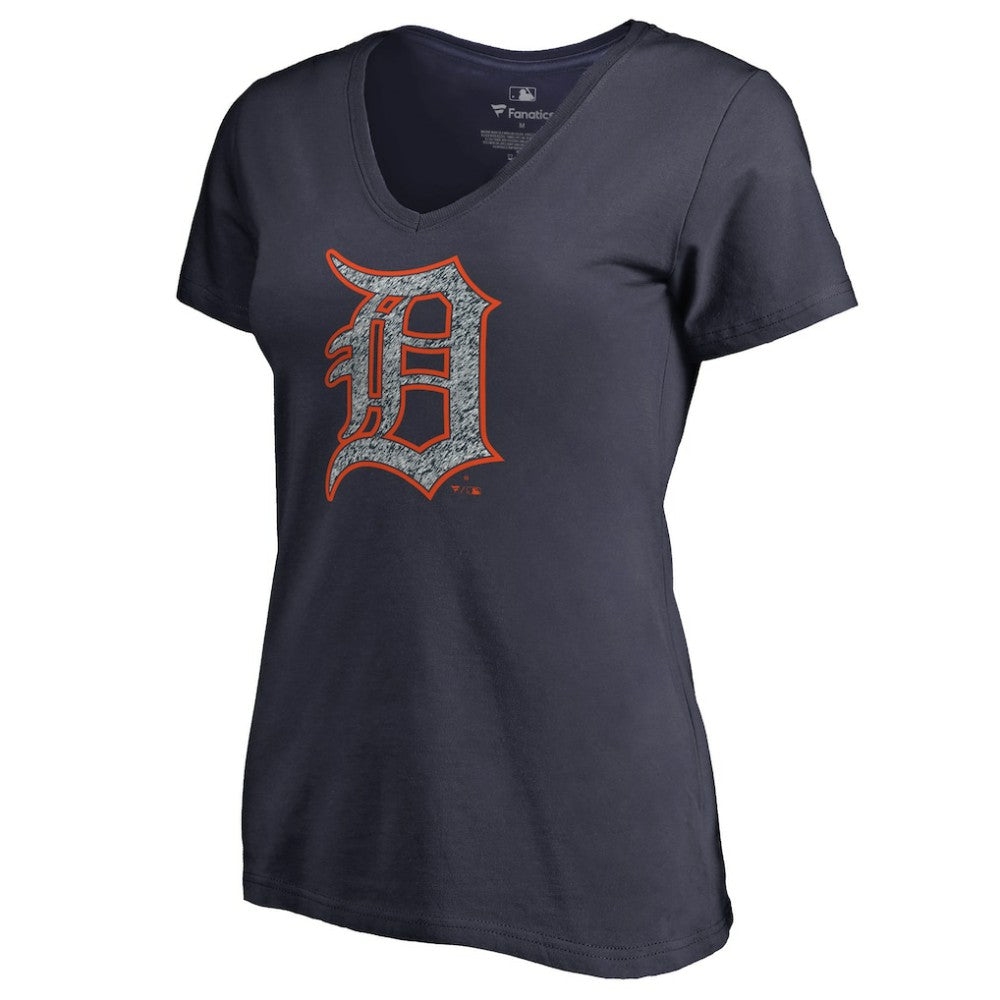 Detroit Tigers Women's Static Logo V-Neck T-Shirt Navy