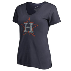 Houston Astros Women's Static Logo V-Neck T-Shirt Navy