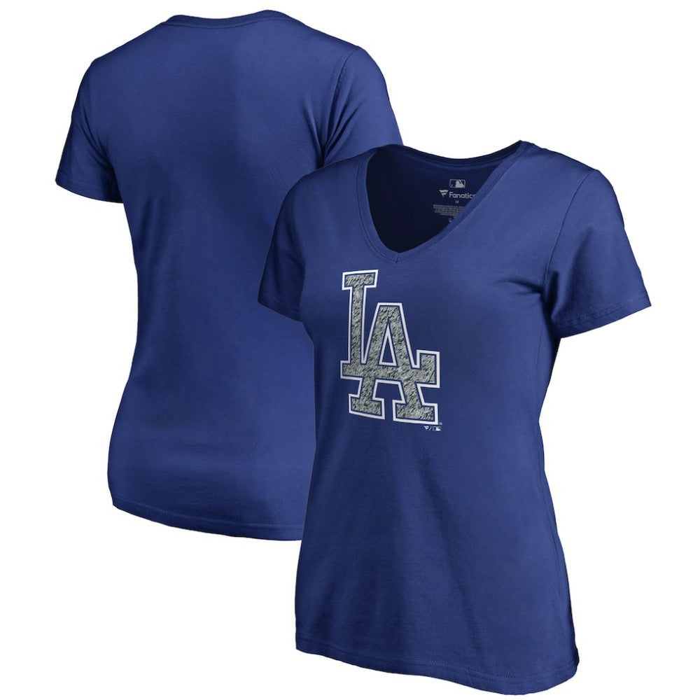 Los Angeles Dodgers Women's Static Logo V-Neck T-Shirt Royal