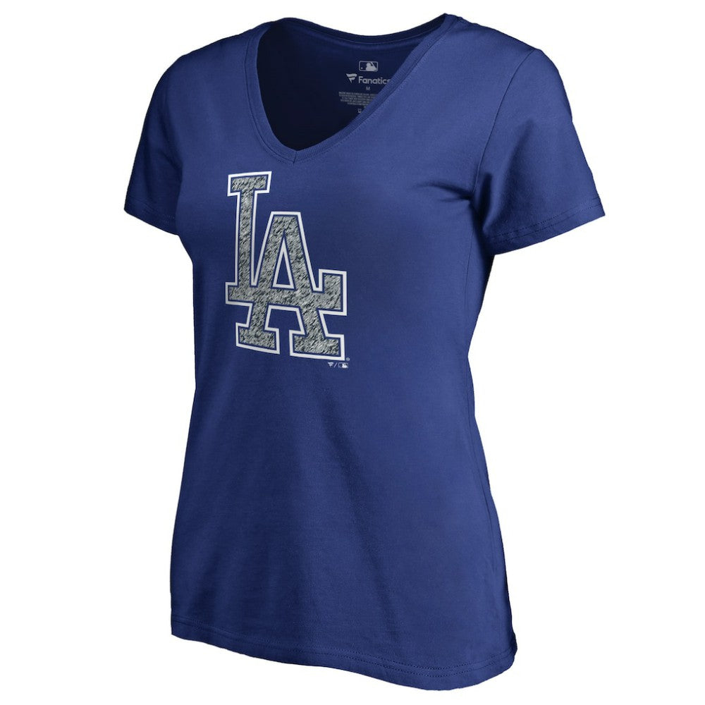 Los Angeles Dodgers Women's Static Logo V-Neck T-Shirt Royal