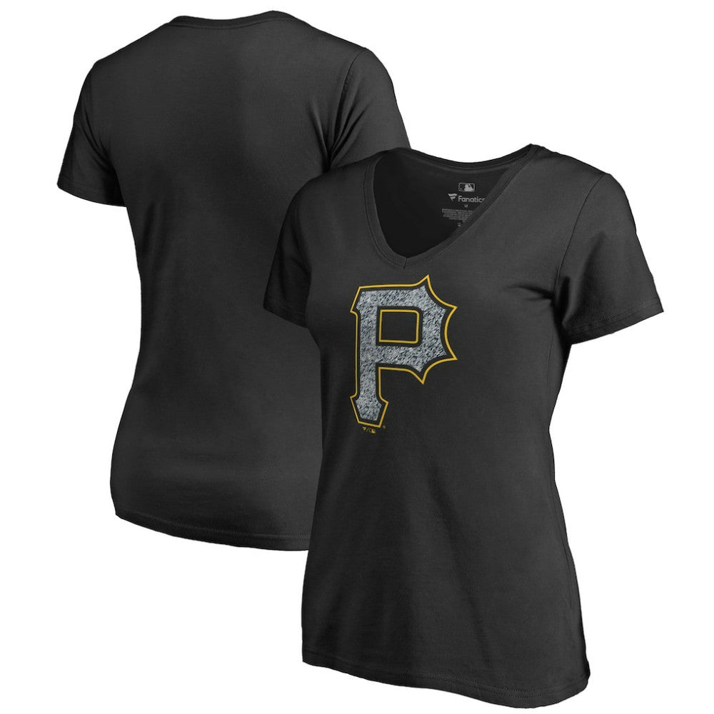 Pittsburgh Pirates Women's Static Logo V-Neck T-Shirt Black