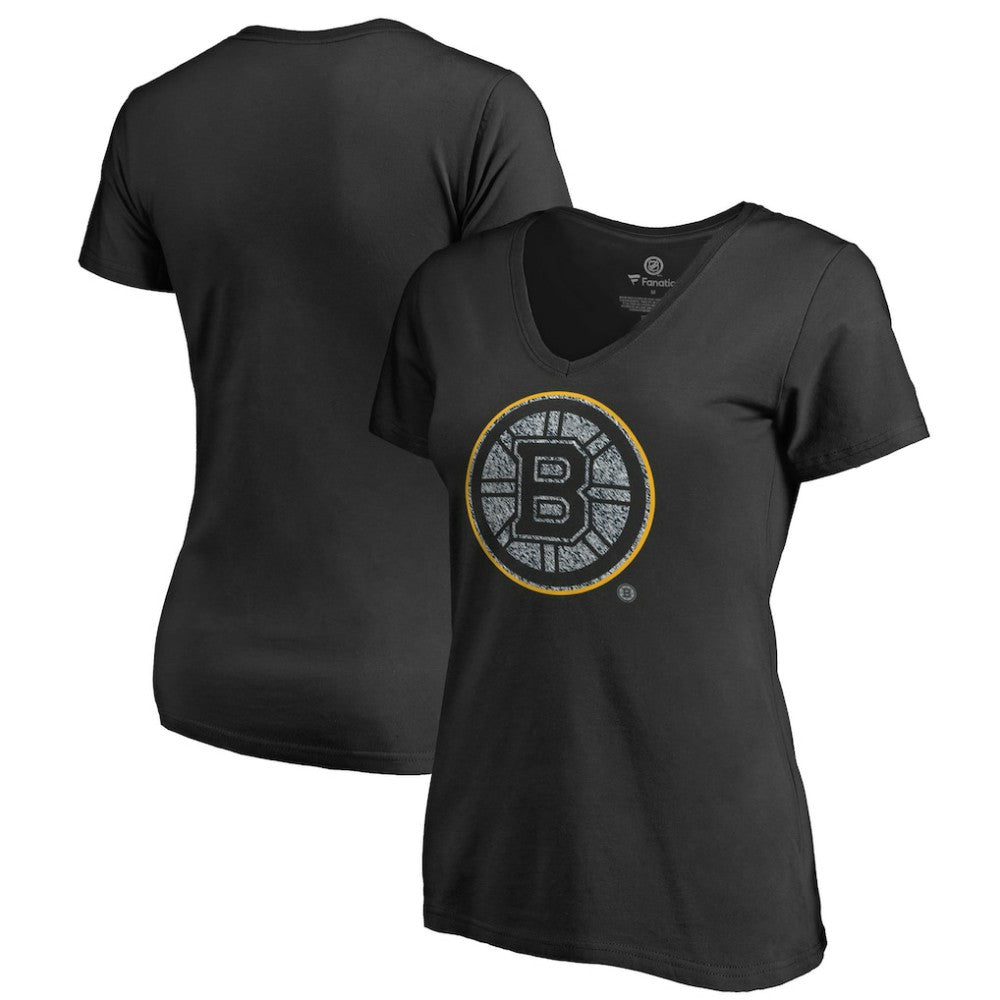 Boston Bruins Women's Static Logo V-Neck T-Shirt Black