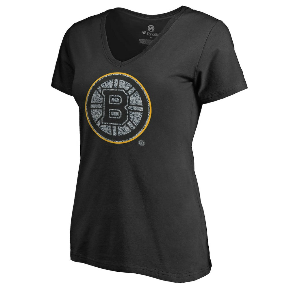 Boston Bruins Women's Static Logo V-Neck T-Shirt Black