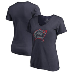 Columbus Blue Jackets Women's Static Logo V-Neck T-Shirt Navy