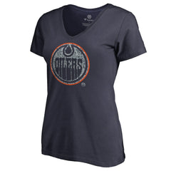 Edmonton Oilers Women's Static Logo V-Neck T-Shirt Navy