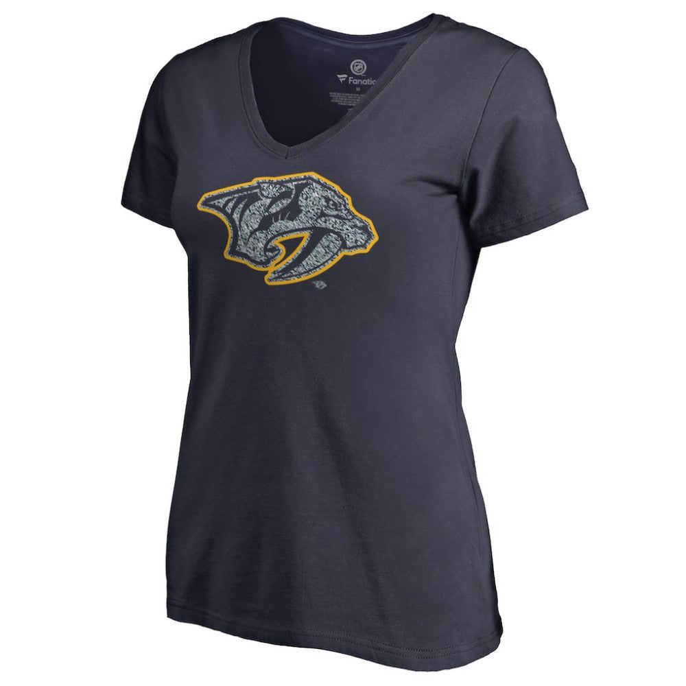 Nashville Predators Women's Static Logo V-Neck T-Shirt Navy