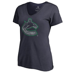 Vancouver Canucks Women's Static Logo V-Neck T-Shirt Navy