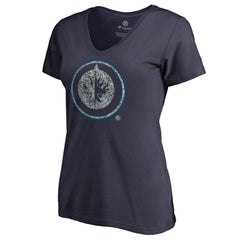 Winnipeg Jets Women's Static Logo V-Neck T-Shirt Navy