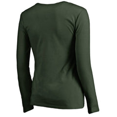 Minnesota Wild Women's Static Logo Long Sleeve V-Neck T-Shirt Green