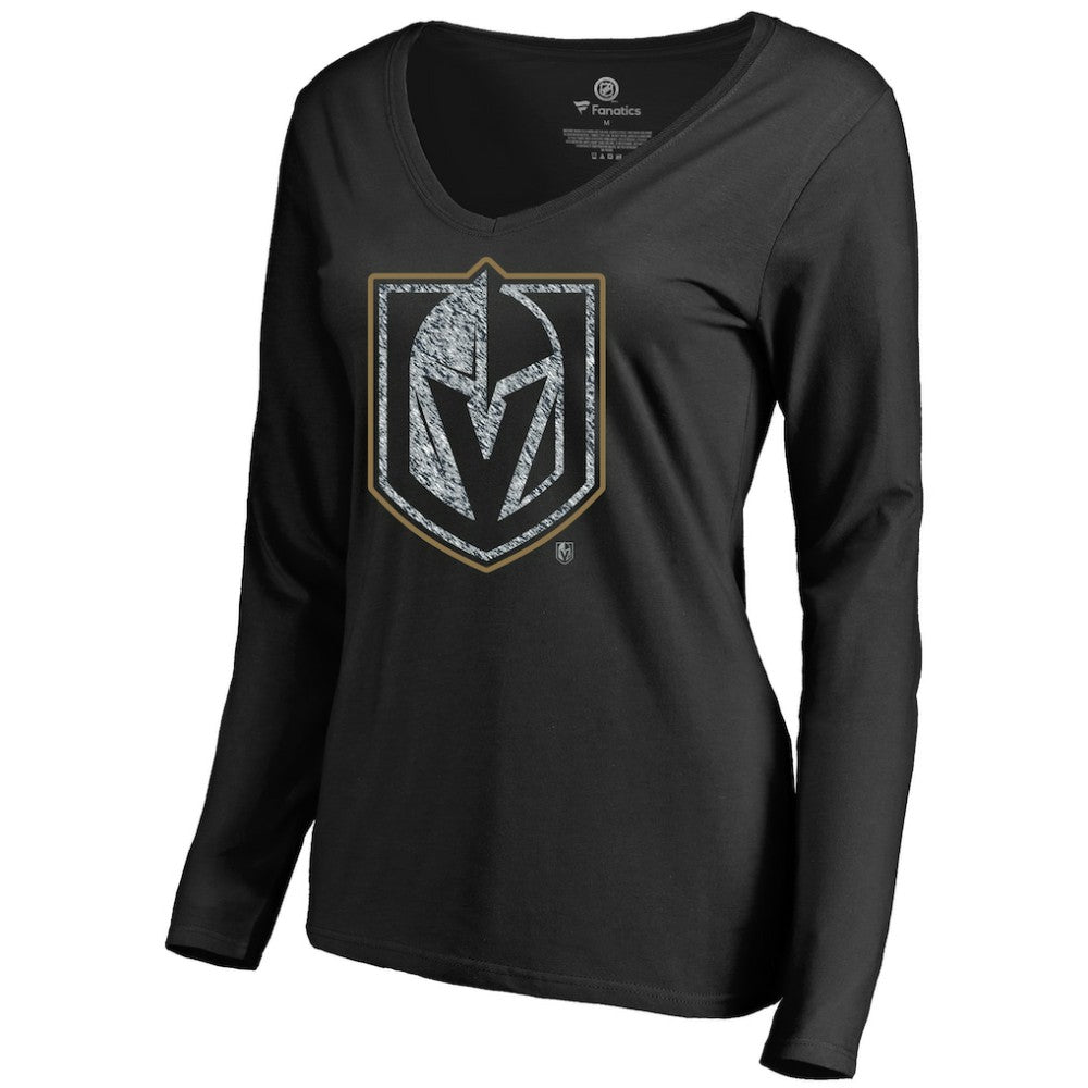 Vegas Golden Knights Women's Static Logo Long Sleeve V-Neck T-Shirt Black