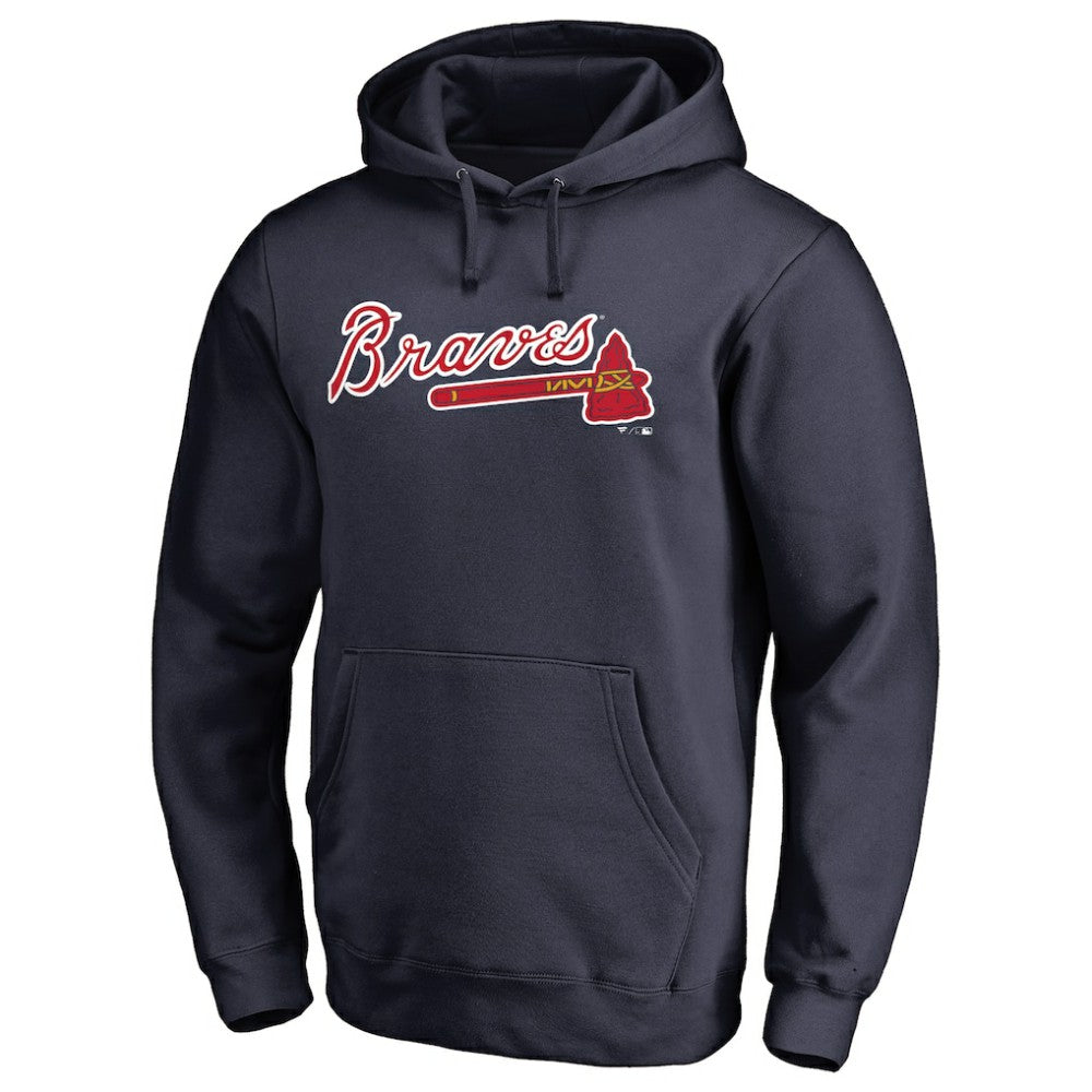 Atlanta Braves Official Wordmark Fitted Pullover Hoodie Navy