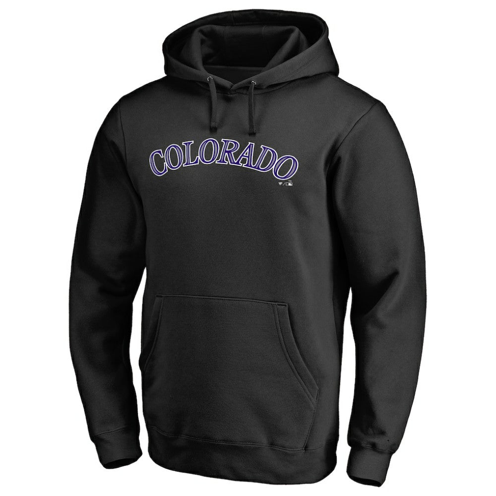 Colorado Rockies Official Wordmark Fitted Pullover Hoodie Black