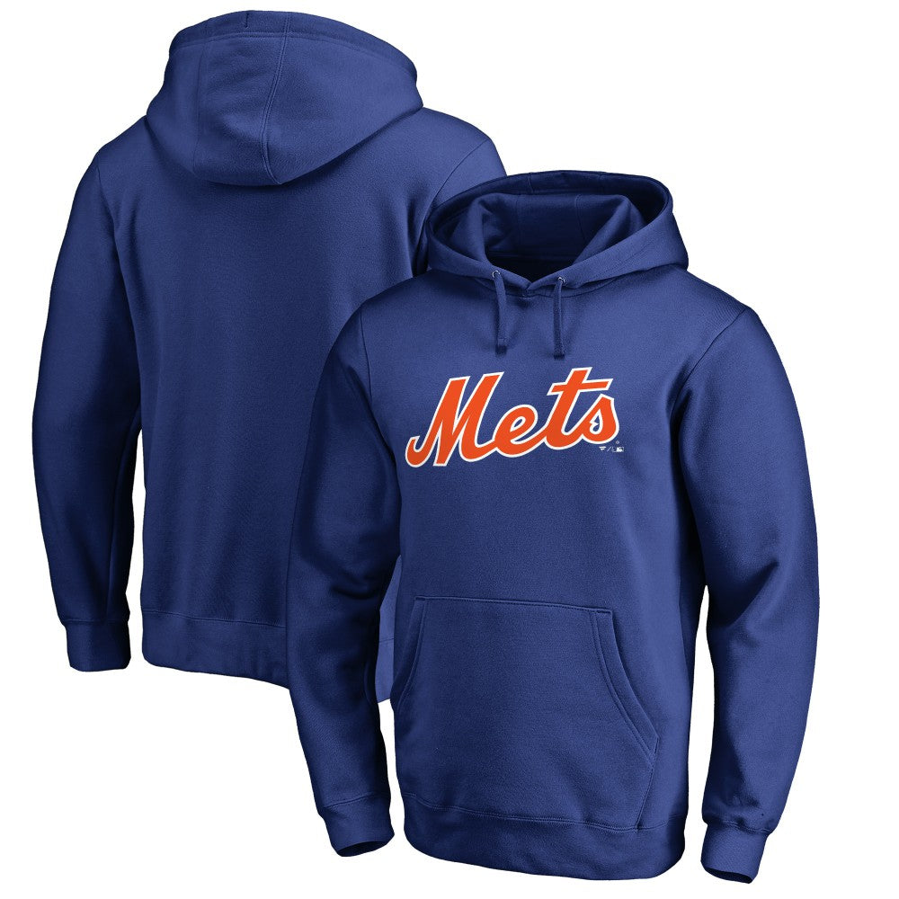 New York Mets Official Wordmark Fitted Pullover Hoodie Royal