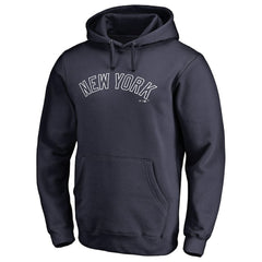 New York Yankees Official Wordmark Fitted Pullover Hoodie Navy