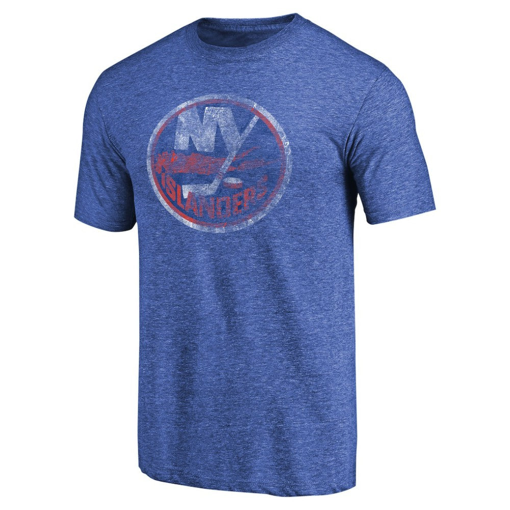 New York Islanders Throwback Vintage Logo Tri-Blend T-Shirt Royal